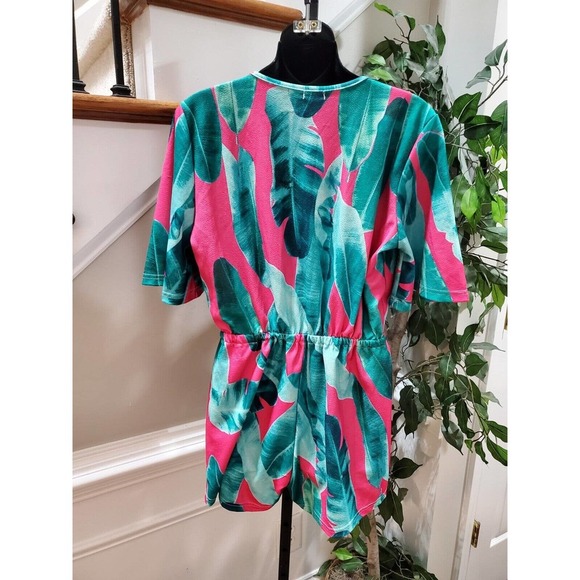 Famulily Women's Pink & Blue 100% Polyester V-Neck 3/4 Sleeve Casual Romper L - Picture 7 of 11